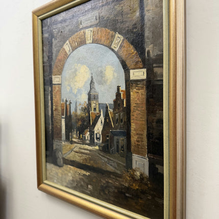 Rustic Cityscape Oil Painting "Stone Arch" Original Artwork Holland Art Shop