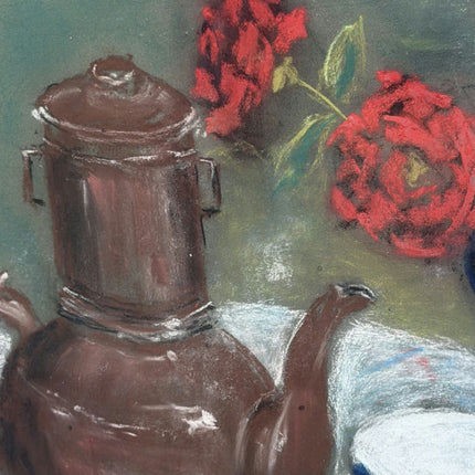 Authentic Flowery Still Life Oil Painting "Tea Pot" Timeless Art Holland Art Shop
