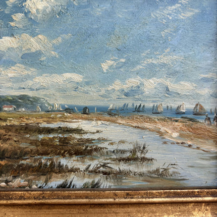 Rustic Seascape Oil Painting "Gilded Frame" Timeless Small Art Holland Art Shop