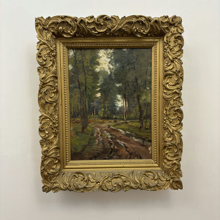 19th Century Antique Landscape Oil Painting "Forest Path" Art Holland Art Shop