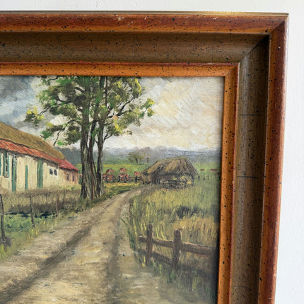 Expressive Farm Oil Painting "Thatched Cottage" Authentic Small Artwork Holland Art Shop