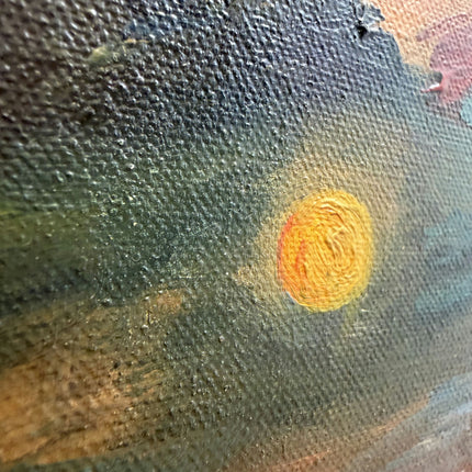 Expressive Winter Landscape Oil Painting "Full Moon" Refined Small Artwork Holland Art Shop
