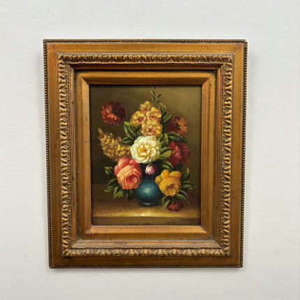 Vintage Floral Still Life Oil Painting "Flower Vase" Expressive Small Artwork Holland Art Shop