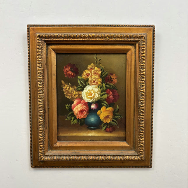Vintage Floral Still Life Oil Painting "Flower Vase" Expressive Small Artwork Holland Art Shop