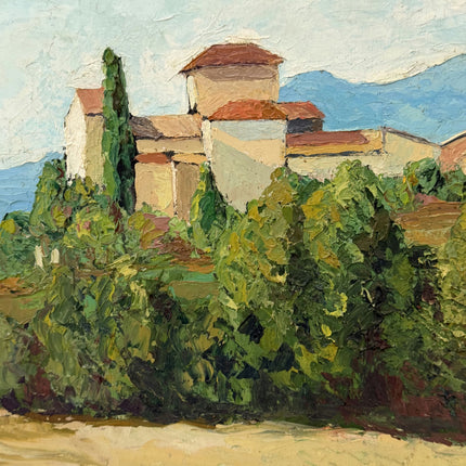 Expressive Landscape Oil Painting "Hilltop Village" Elegant Small Artwork Holland Art Shop