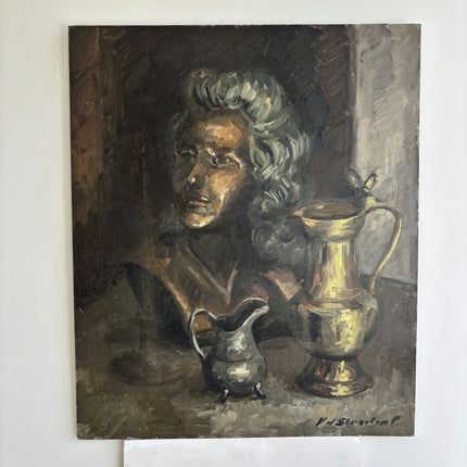 Handcrafted Still Life Oil Painting "Brass Samovar" Vintage Art Holland Art Shop