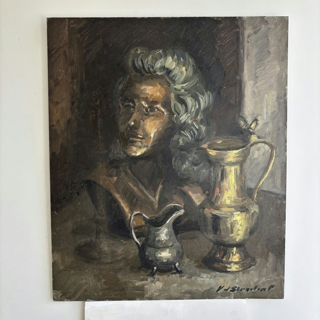 Handcrafted Still Life Oil Painting "Brass Samovar" Vintage Art Holland Art Shop
