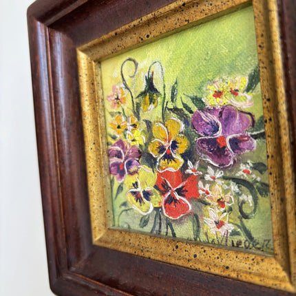 Handcrafted Floral Still Life Oil Painting "Framed Flowers" Authentic Small Art Holland Art Shop