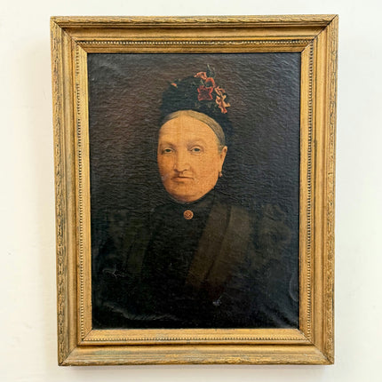 19th Century Antique Portrait Oil Painting "Elderly Woman" Artwork Holland Art Shop