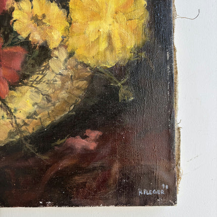 Timeless Floral Still Life Oil Painting "Woven Basket" German Artwork Holland Art Shop