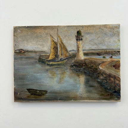 Refined Harbor Scene Oil Painting "Sailing Boat" Original Artwork Holland Art Shop