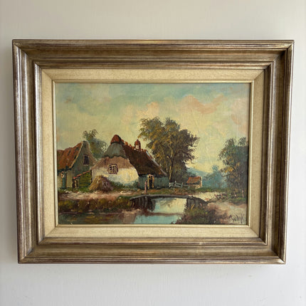 Handcrafted Landscape Oil Painting "Thatched Cottage" Timeless Art Holland Art Shop