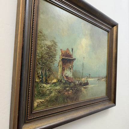 Traditional Seascape Oil Painting "Thatched House" Elegant Art Holland Art Shop