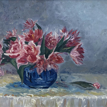 Detailed Floral Still Life Oil Painting "Pink Bouquet" Classic Artwork Holland Art Shop
