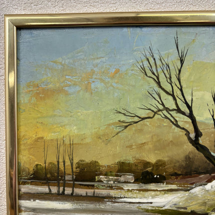 Timeless Winter Landscape Oil Painting "Leafless Tree" Original Art Holland Art Shop