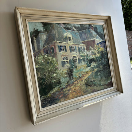 Traditional Landscape Oil Painting "Blue House" Authentic Artwork Holland Art Shop