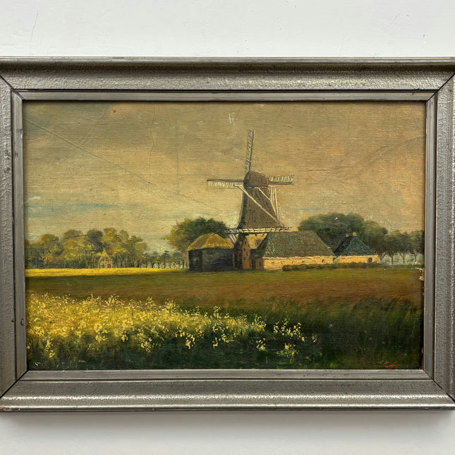 Original Landscape Oil Painting "Thatched Windmill" Timeless Dutch  Art Holland Art Shop