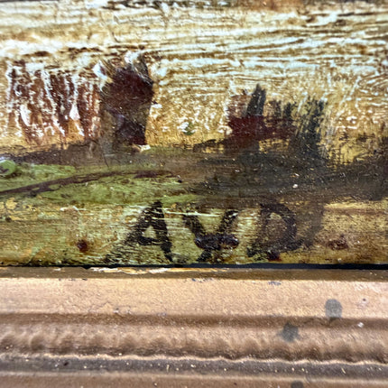 19th Century Antique Landscape Oil Painting "Ornate Frame" Art Holland Art Shop