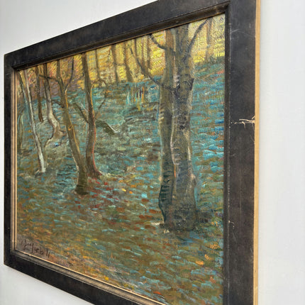 Refined Landscape Oil Painting "Woodland Trees" Rustic Large Art Holland Art Shop