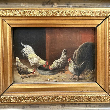 19th Century Antique Animals Oil Painting "Golden Frame" Small Art Holland Art Shop