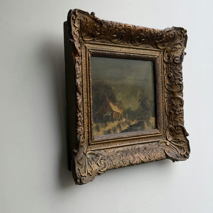 Antique Winter Landscape Oil Painting "Ornate Frame" Traditional Artwork Holland Art Shop