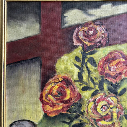 Vintage Floral Still Life Oil Painting "Vase Roses" Expressive Art Holland Art Shop