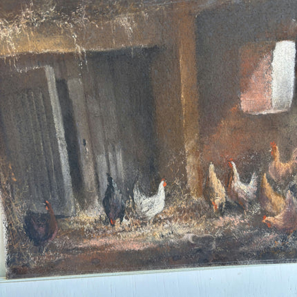 Timeless Animals Pastel "Group Chickens" Elegant Small Artwork Holland Art Shop