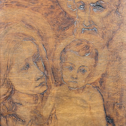 1934 Figurative Pyrography "Mother Child" Art Holland Art Shop