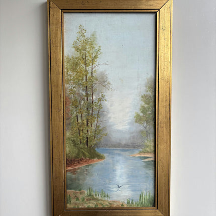 Traditional Landscape Oil Painting "River Scene" Original French Artwork Holland Art Shop