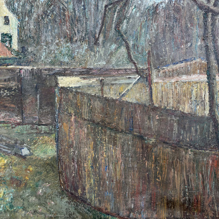 Vintage Landscape Oil Painting "Red Roof" Handcrafted Large Artwork Holland Art Shop