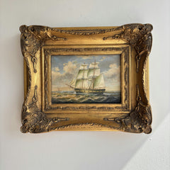Classic Seascape Oil Painting "Green Sails" Detailed French Artwork Holland Art Shop