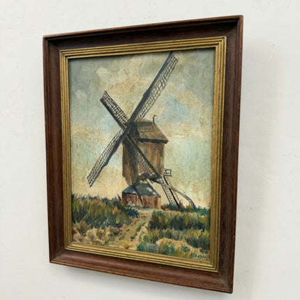Traditional Landscape Oil Painting "Old Windmill" Original Small Art Holland Art Shop