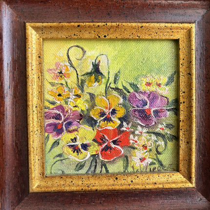 Handcrafted Floral Still Life Oil Painting "Framed Flowers" Authentic Small Art Holland Art Shop