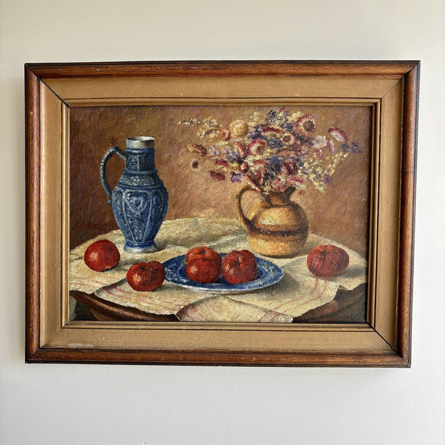 Rustic Still Life Oil Painting "Blue Jug" Refined Art Holland Art Shop