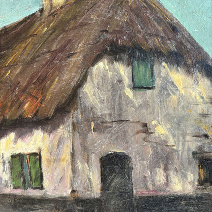 Elegant Farm Oil Painting "Thatched Cottage" Detailed Artwork Holland Art Shop
