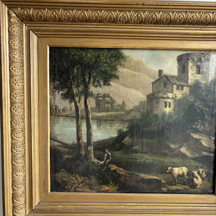 19th Century Antique Figurative Oil Painting "Gilded Frame" Artwork Holland Art Shop