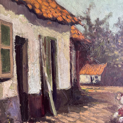 Vintage Cityscape Oil Painting "Thatched Cottage" Timeless French Artwork Holland Art Shop