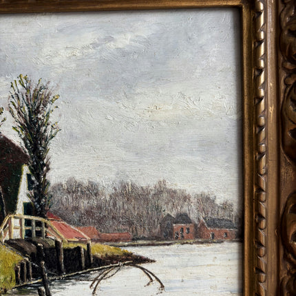 1913 Antique Landscape Oil Painting "Gilded Frame" Artwork Holland Art Shop