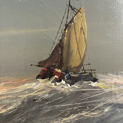 Authentic Seascape Oil Painting "Sailing Boats" Detailed Large Artwork Holland Art Shop