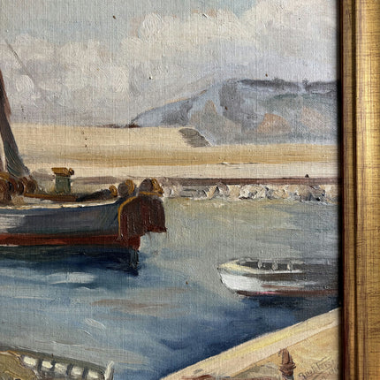 Traditional Harbor Scene Oil Painting "Fishing Boat" Refined Artwork Holland Art Shop