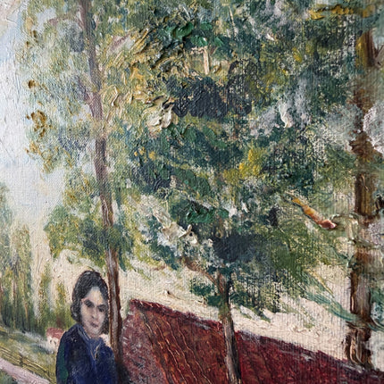 Vintage Farm Oil Painting "Woman Shepherdess" Detailed Artwork Holland Art Shop