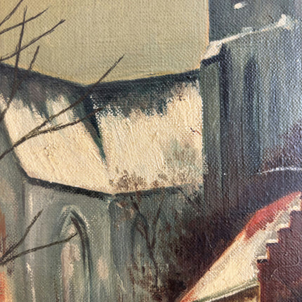 1941 Winter Landscape Oil Painting "Snowy Village" Art Holland Art Shop