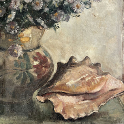 Classic Floral Still Life Oil Painting "Conch Shell" Authentic Artwork Holland Art Shop