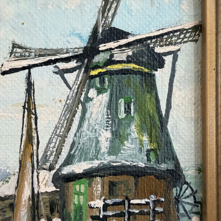 Classic Oil Painting Scenery "Windmill Scene" Fine Small Art Holland Art Shop
