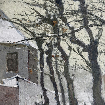 Expressive Landscape Oil Painting "Snowy House" Authentic Artwork Holland Art Shop