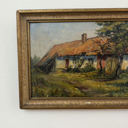 Antique Cityscape Oil Painting "Thatched Cottage" Traditional Art Holland Art Shop