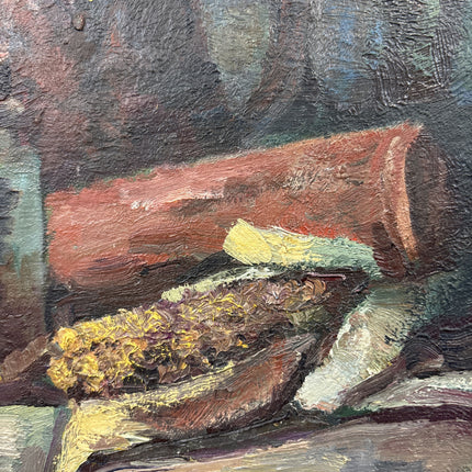 Traditional Still Life Oil Painting "Silver Pitcher" Vintage Small Artwork Holland Art Shop