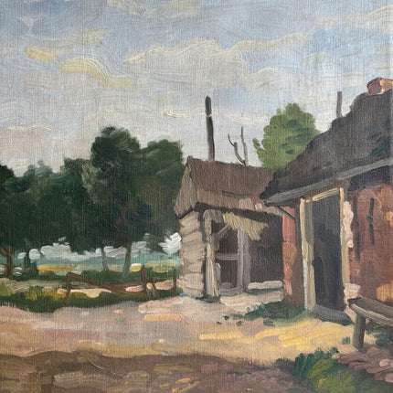1934 Farm Oil Painting "Village Road" Artwork Holland Art Shop