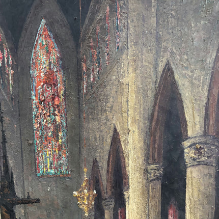 Rustic Church Interior Oil Painting "Gothic Church" Refined Large Artwork Holland Art Shop