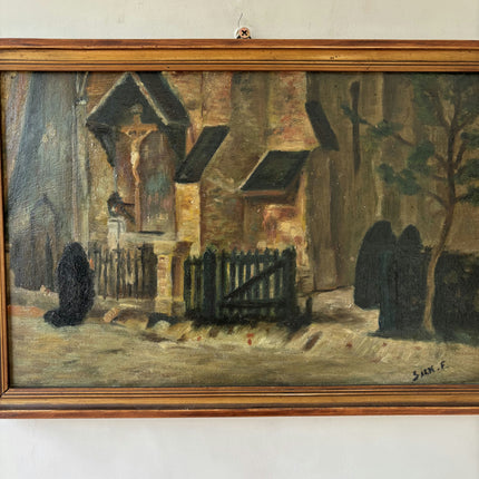 Detailed Cityscape Oil Painting "Framed Painting" Traditional Small Art Holland Art Shop